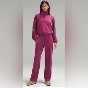 Lululemon softstream quarter zip jacket and pants set Merlot burgundy color luxe